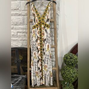 COCO + JAIMESON Havana Romance Halter Boho Maxi Floral V-Neck Dress